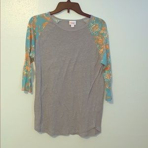 Floral sleeved gray shirt